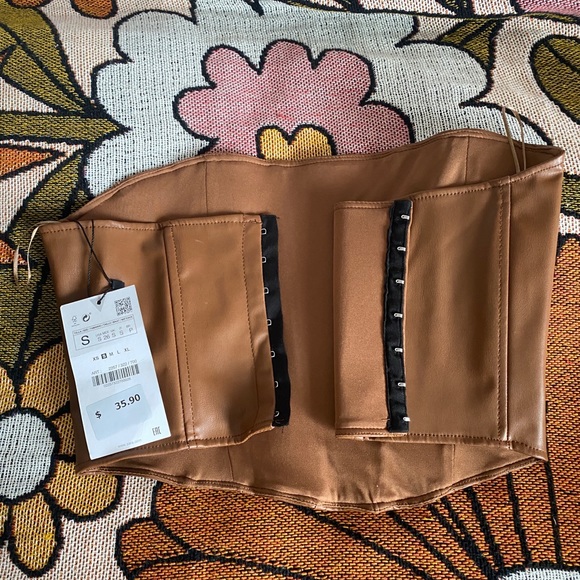 ZARA brown faux leather corset top - Picture 2 of 2